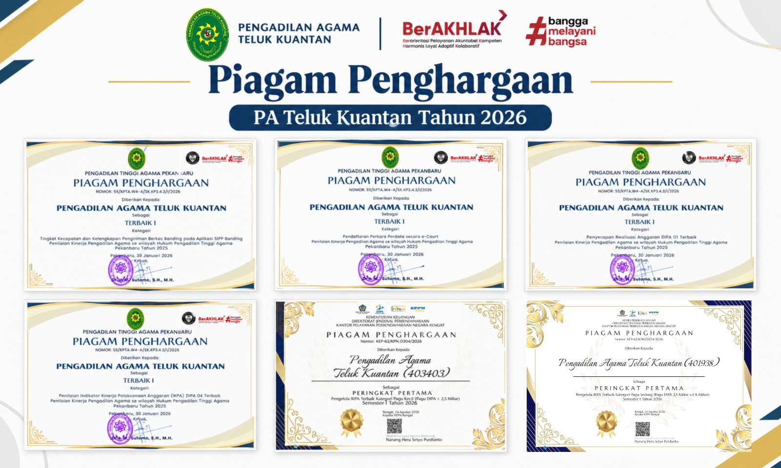 Piagam Penghargaan PA Teluk Kuantan Tahun 2026