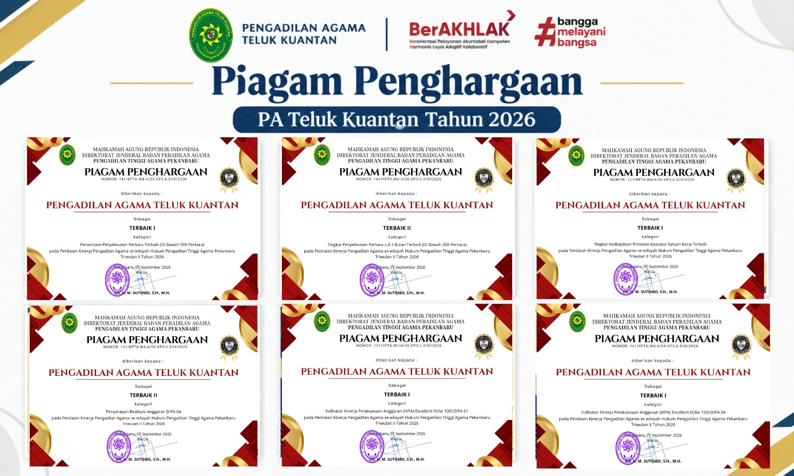 Piagam Penghargaan PA Teluk Kuantan Tahun 2026